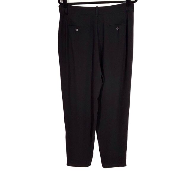 Eileen Fisher Silk Tapered Ankle Pants Black Georgette Crepe PM Medium Petite - Picture 3 of 9